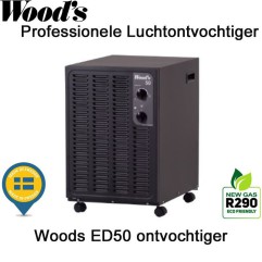 Woods ED50 professionele ontvochtiger zwart tot 190 m²/ 475 m³
