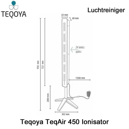 Teqoya TeqAir 450 Ionisator Antraciet | Luchtontvochtigeronline