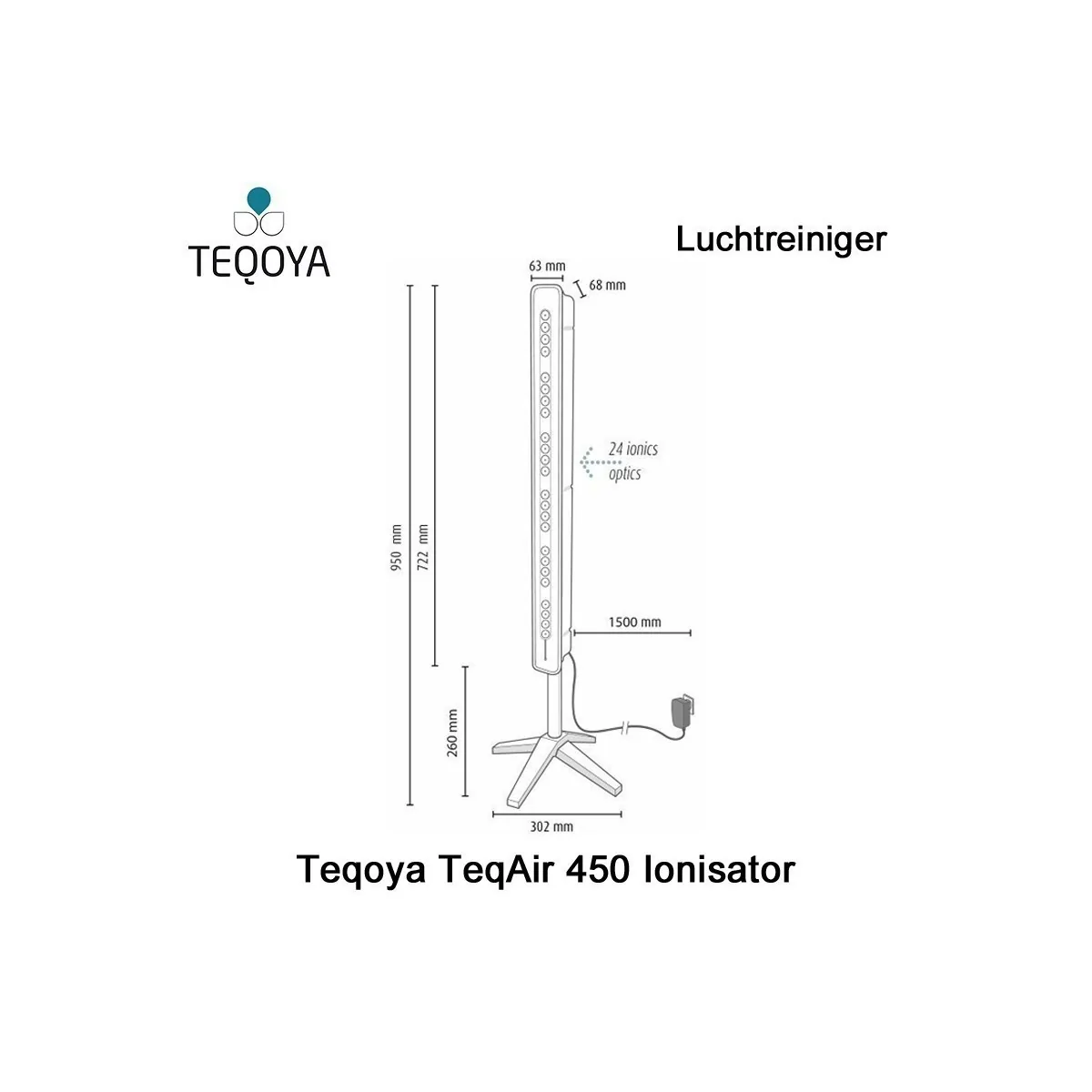 Teqoya TeqAir 450 Ionisator Antraciet | Luchtontvochtigeronline