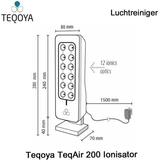Teqoya TeqAir 200 Ionisator Donker Grijs | Luchtontvochtigeronline