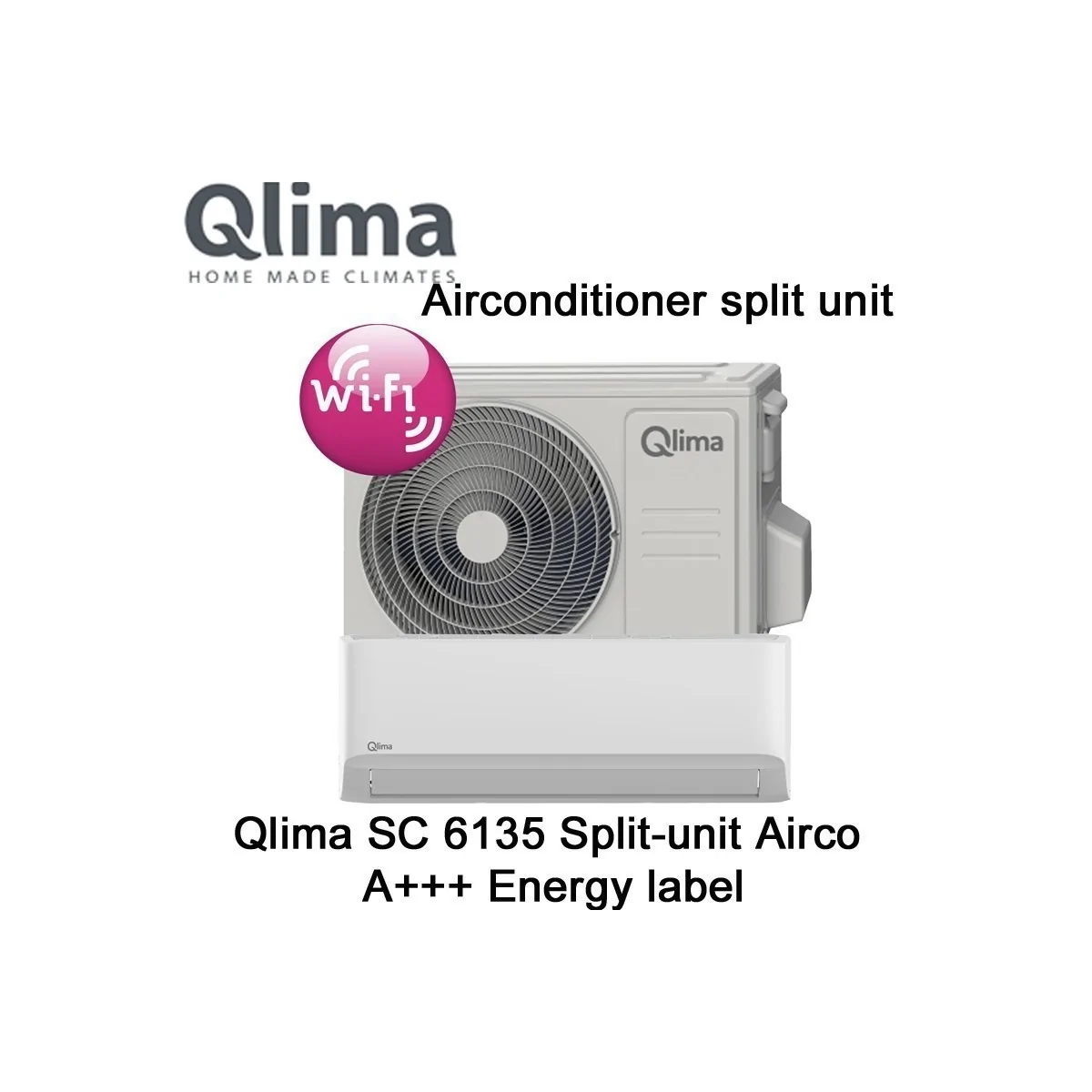Qlima SC6135 Split Unit Airco met schroefsnelkoppeling en WiFi | Luchtontvochtigeronline