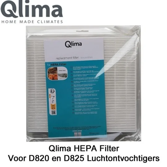 Qlima HEPA Filter voor Qlima D820 en D825 luchtontvochtigers | Luchtontvochtigeronline
