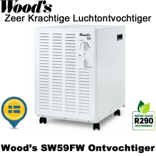 Woods SW59FW zeer krachtige luchtontvochtiger, tot 250 m² | Luchtontvochtigeronline