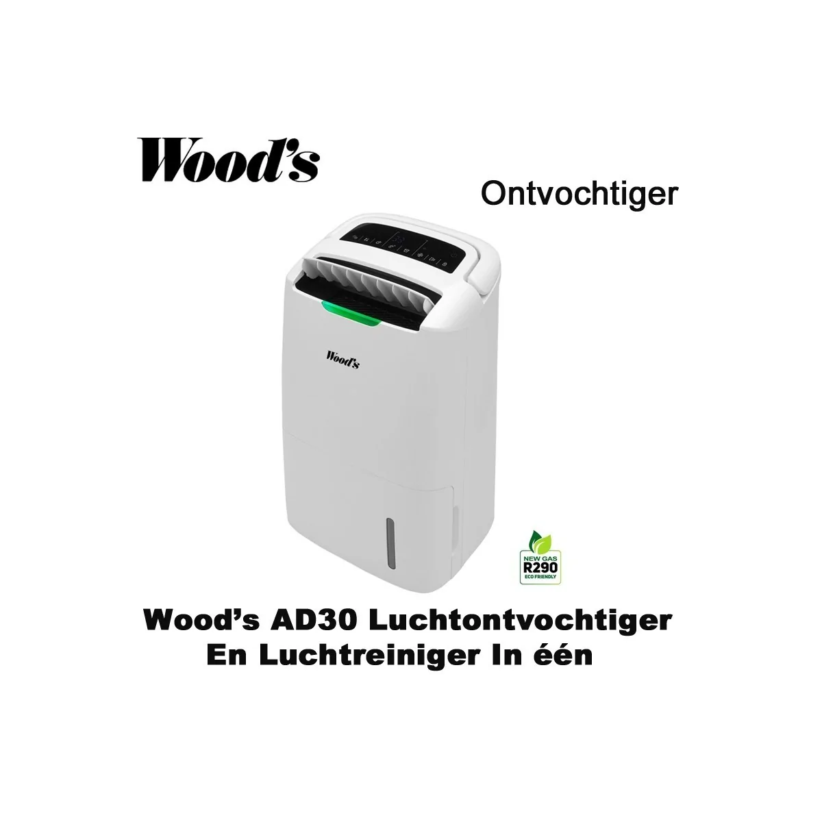 Woods AD30 ontvochtiger en luchtreiniger in een tot 120m² | Luchtontvochtigeronline