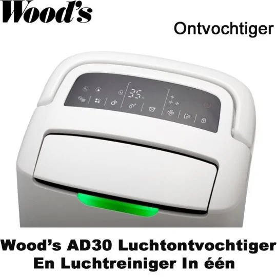 Woods AD30 ontvochtiger en luchtreiniger in een tot 120m² | Luchtontvochtigeronline