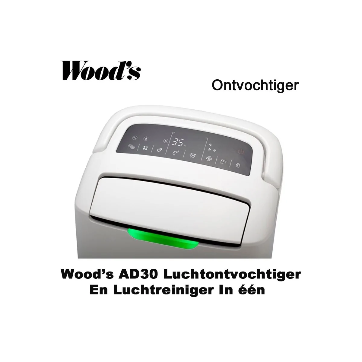 Woods AD30 ontvochtiger en luchtreiniger in een tot 120m² | Luchtontvochtigeronline