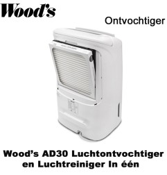 Woods AD30 ontvochtiger en luchtreiniger in een tot 120m²|Luchtontvochtigeronline