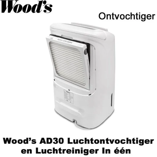 Woods AD30 ontvochtiger en luchtreiniger in een tot 120m² | Luchtontvochtigeronline
