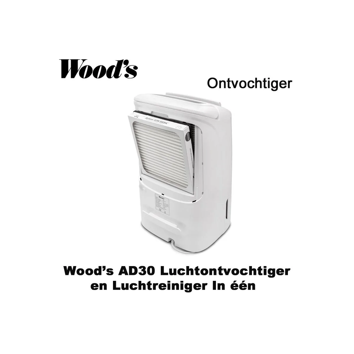 Woods AD30 ontvochtiger en luchtreiniger in een tot 120m² | Luchtontvochtigeronline