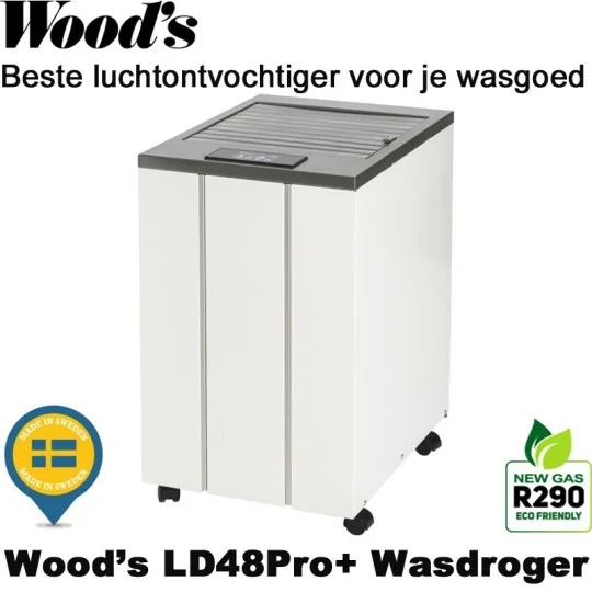 Woods LD48Pro+ Wasdroger & Luchtontvochtiger tot 195 m² | Luchtontvochtigeronline