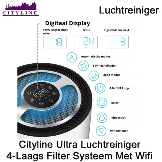 Cityline Ultra luchtreiniger met wifi | Luchtontvochtigeronline