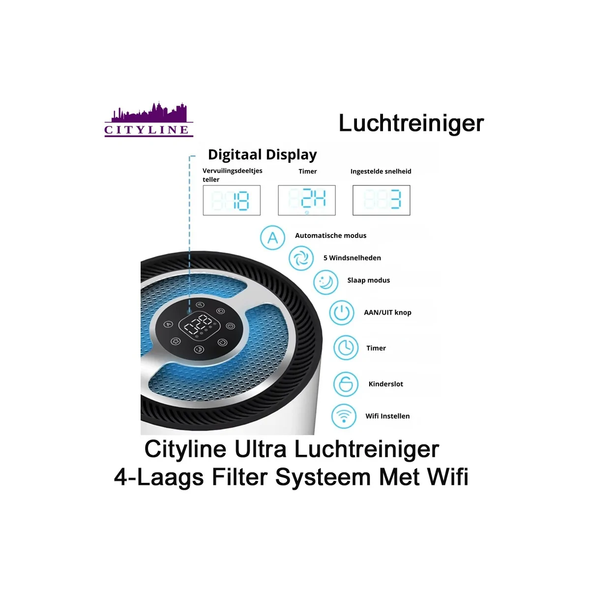 Cityline Ultra luchtreiniger met wifi | Luchtontvochtigeronline
